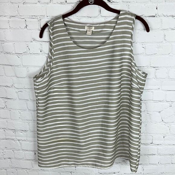 J. Crew Striped Split Back Sleeveless Blouse Size 12 - Picture 1 of 6